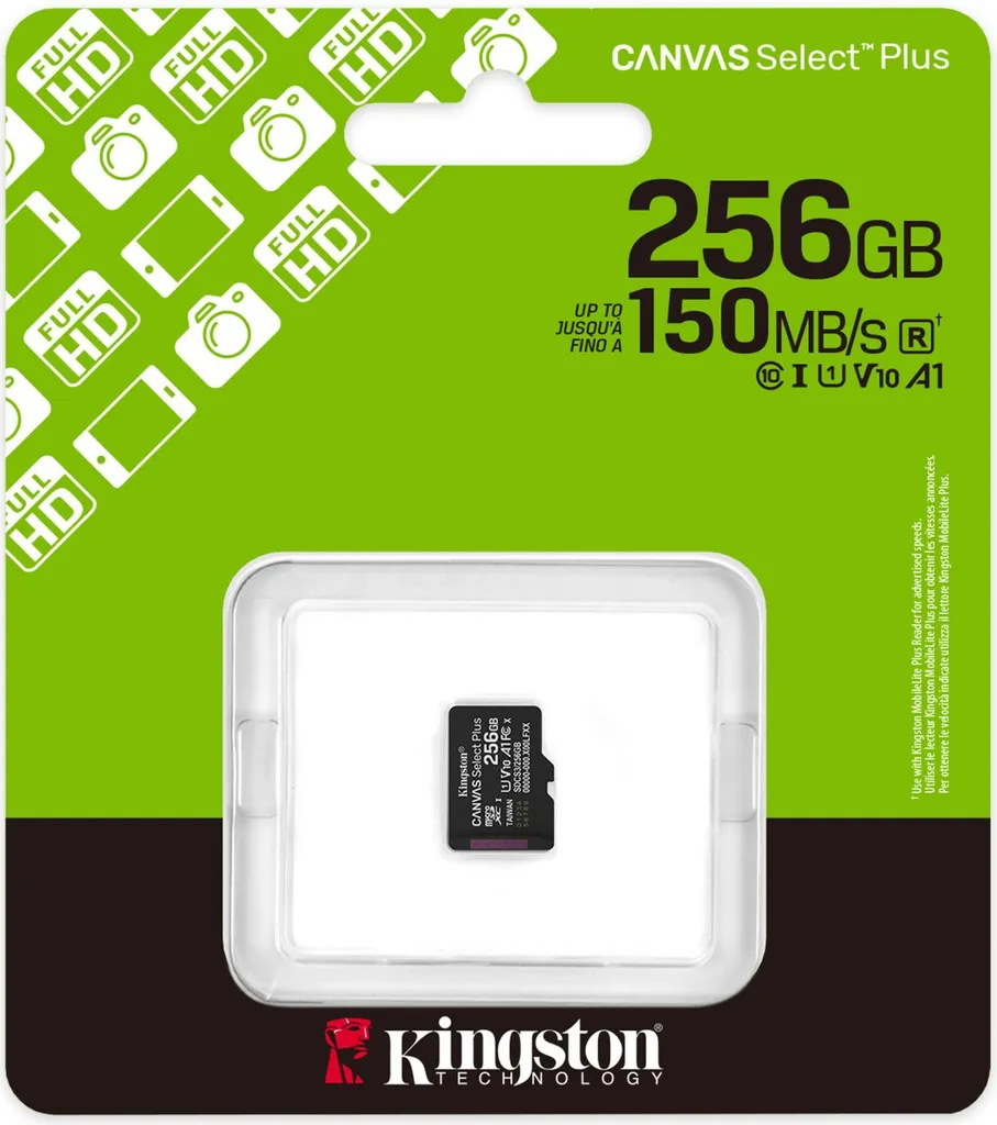 Carte Mémoire Micro SD 256Go Kingston Canvas Plus pour Smartphone et Tablette