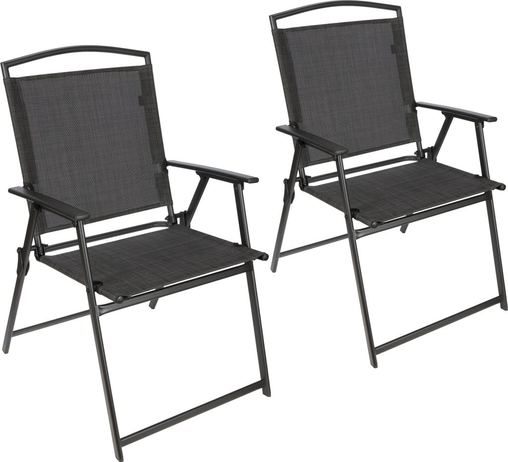 BRUBAKER Gartenstuhl Bergamo - Campingstuhl wetterfest - Balkonstuhl klappbar - Klappstuhl für Camping Garten Balkon, 2 Stühle, Dunkelgrau