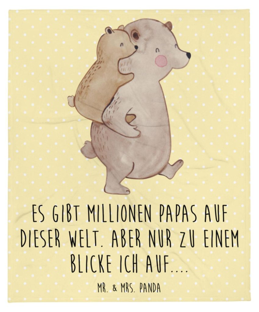 Mr. & Mrs. Panda Kuscheldecke Papa Bär - Gelb Pastell - Geschenk, Decke, Vatertag, Flauschige, Vorbild, Tagesdecke, Bettdecke, Winterdecke, Sofaü...
