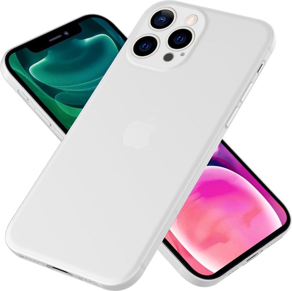 NALIA Extrem Dünnes Hardcase für iPhone 13 Pro, Durchsichtig 0,3mm Weiß