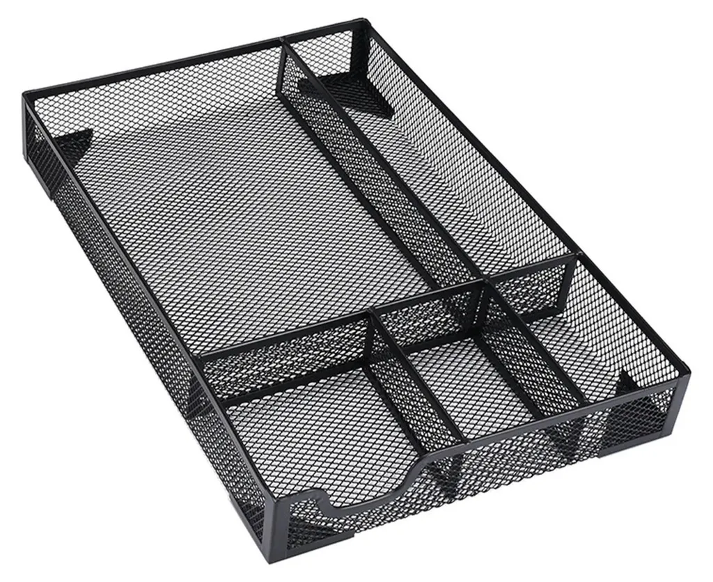 Séparateur de tiroir métallique robuste pour fournitures de bureau noir