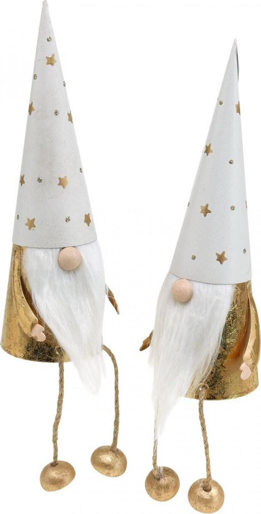 Wichtel Weihnachten Deko-Figur Weiß Gold Ø6,5cm H22cm 2er Produktbild 
