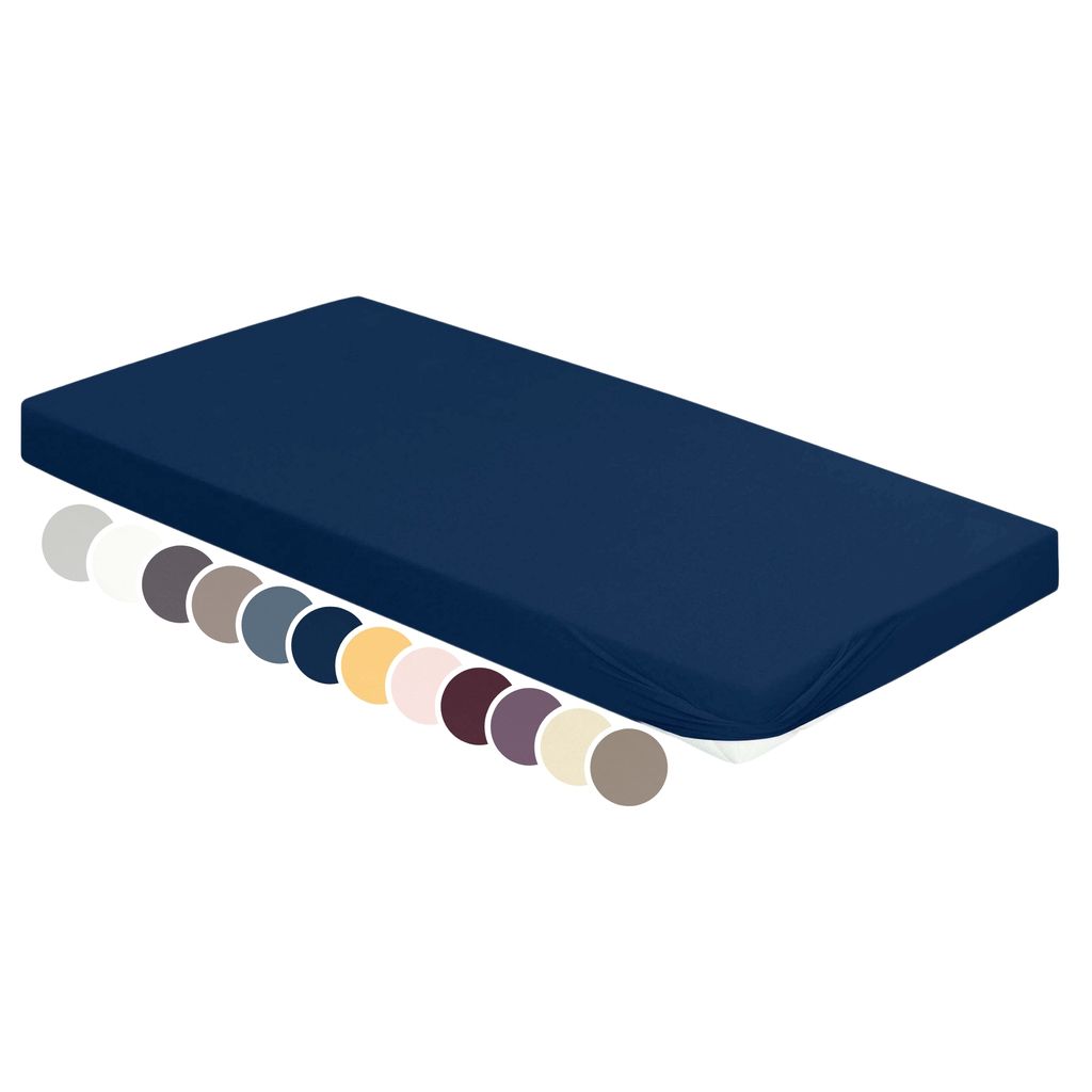 liebling - Jersey Elasthan Spannbetttuch, 180 x 200 - 200 x 220 cm, Rundum Gummizug, Matratzen bis 30 cm Höhe, marine