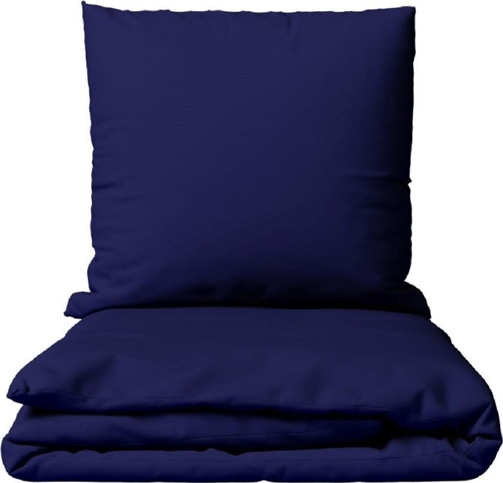 Bettwäsche Set Baumwolle Dunkelblau Renforce 200x220 cm 100% Baumwolle mit Reißverschluss Uni