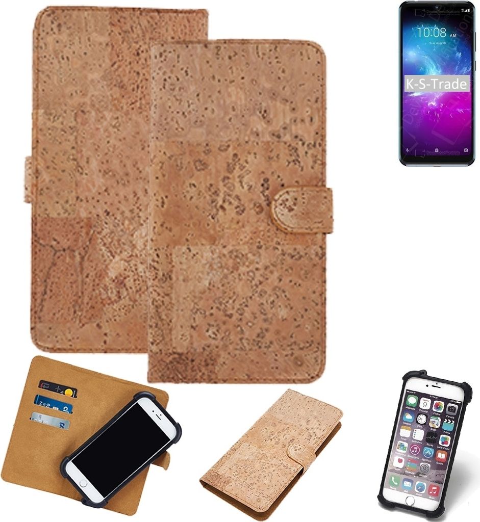 K-S-Trade Hülle kompatibel mit ZTE Blade A5 2020 Kork Handyhülle Cover Schutzhülle TPU Case Bumper in Hellbraun, (1x)