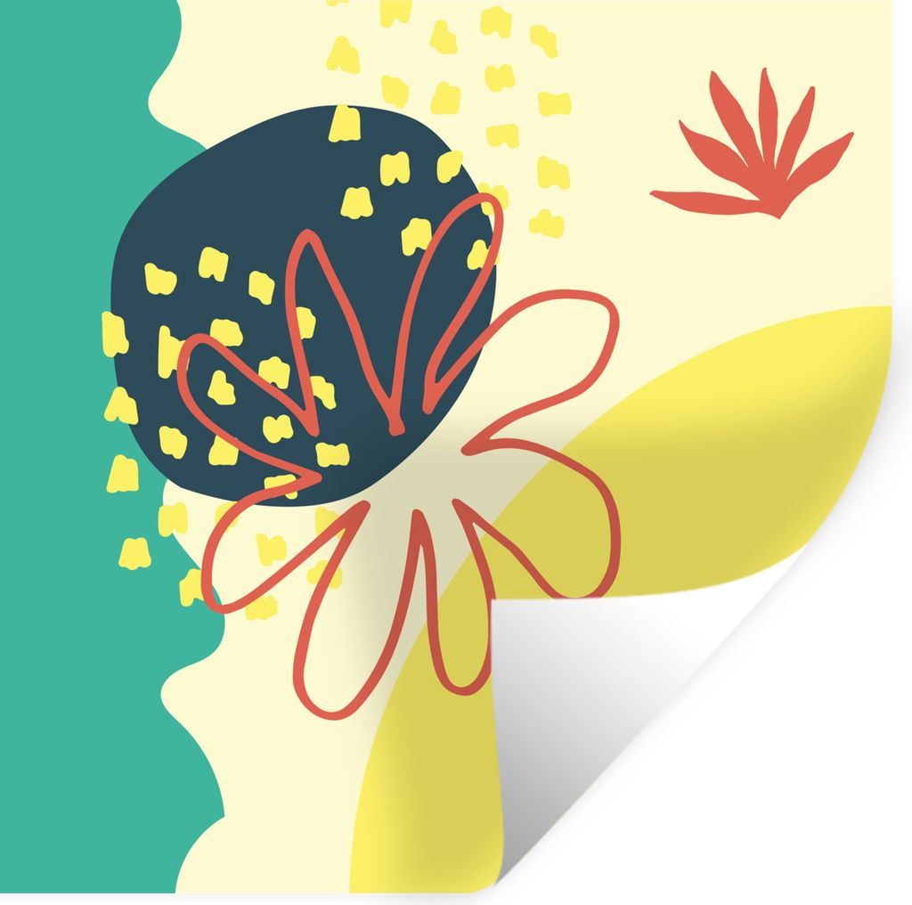 MuchoWow Wandtattoo Wandsticker Wandaufkleber Sommer - Blume - Abstrakt 50x50 cm Selbstklebend und Repositionierbar - Selbstklebend - Fototapeten