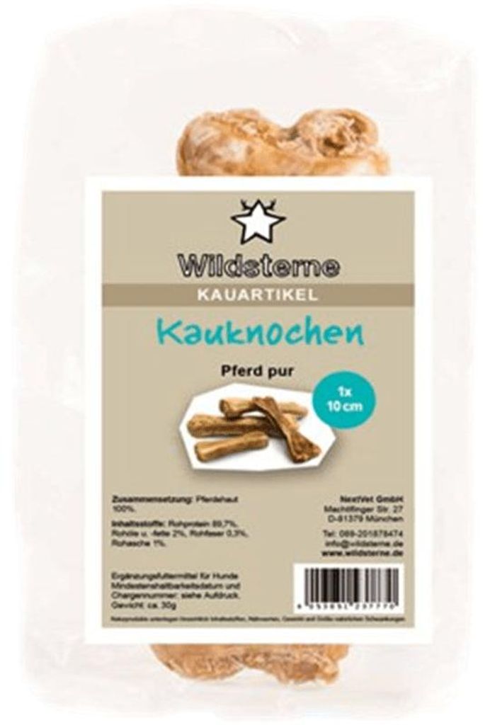 Wildsterne Kauknochen Pferd pur | Getreidefrei und Single Protein (100% Pferd) | 12 cm