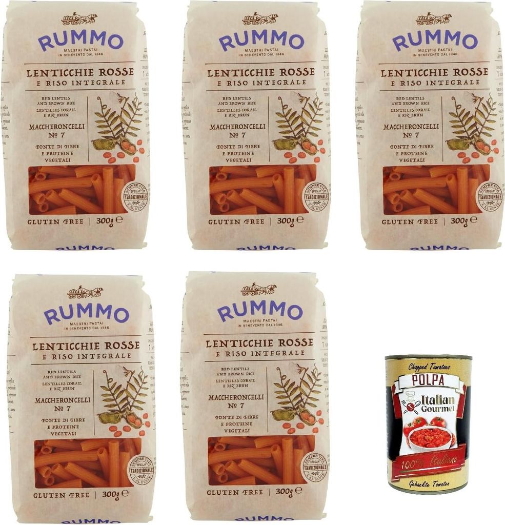 Rummo Lenticchie Rosse e Riso Integrale Maccheroncelli N° Produktbild 