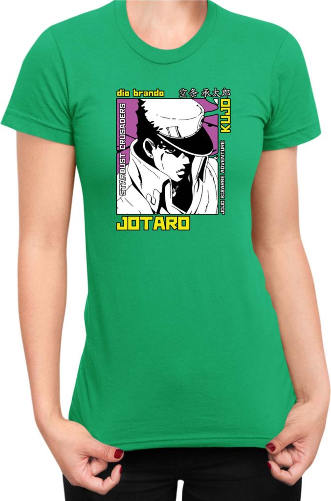 Damen T-Shirt Manga Japan Anime Comics Animation Jojo Bizzare Adventures Brando, Lady XL / Grün