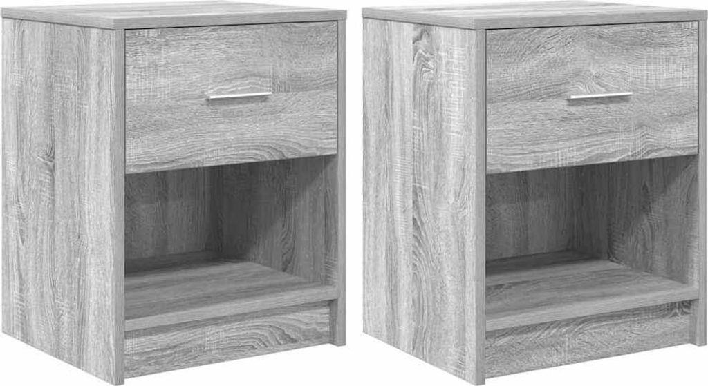Nachttische 2 Stk. mit Schublade Grau Sonoma 40x34x50 cm