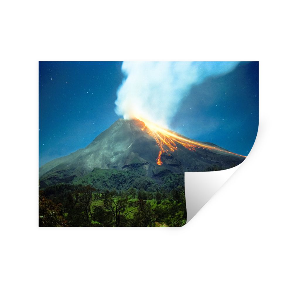 MuchoWow Wandtattoo Wandsticker Wandaufkleber Berg Merapi 120x90 cm Selbstklebend und Repositionierbar - Aufkleber