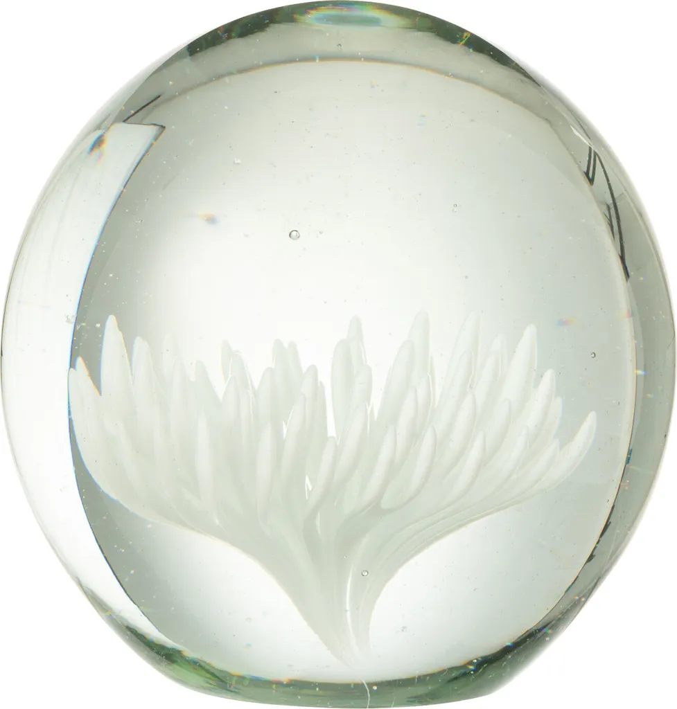 Presse-papier Sphérique Aster en Verre de Presse Blanc 8cm par J-Line