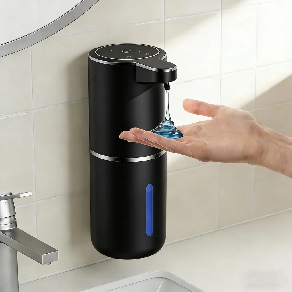 Distributeur de savon infrarouge mural cuisine et salle de bain noir