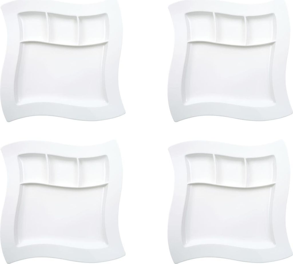 Villeroy & Boch NewWave 4er Set Grill- / Speiseteller unterteilt 27x27cm Porzell