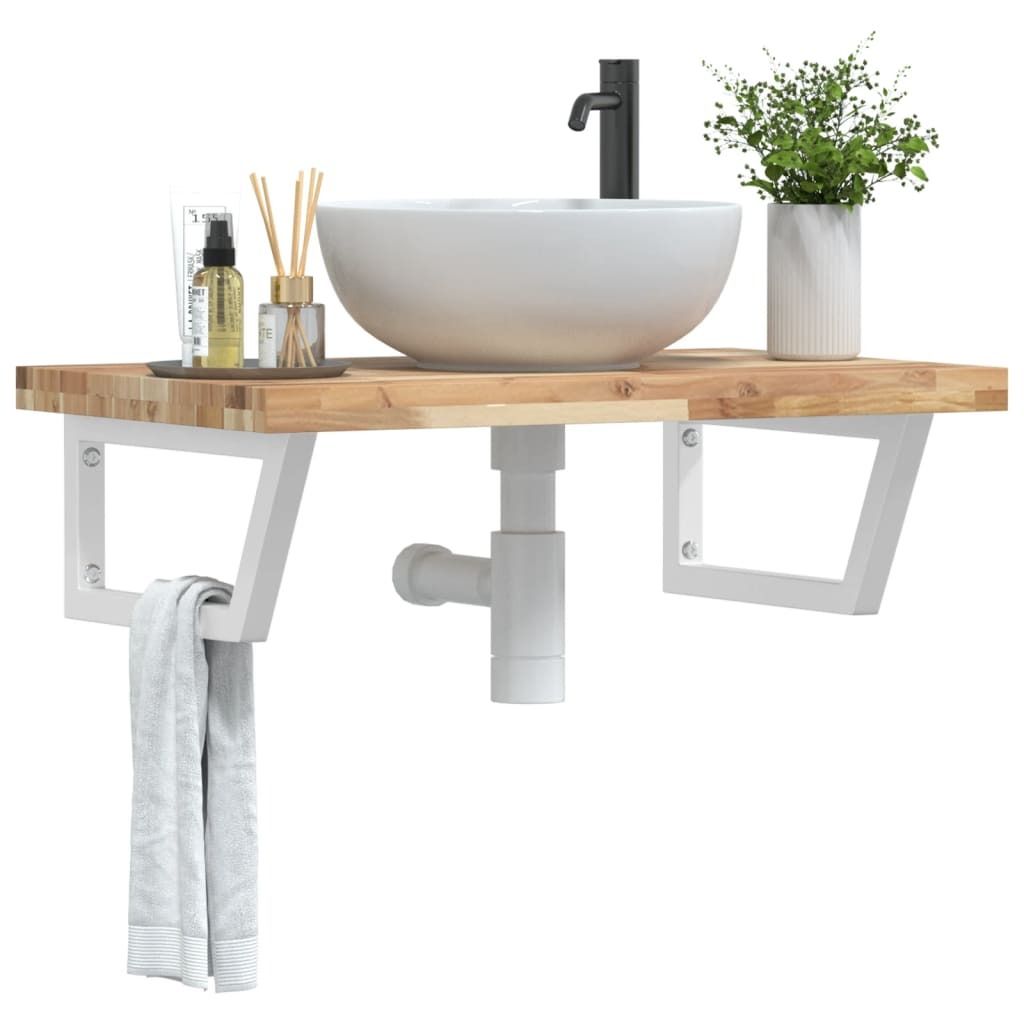 Stabli Möbel Waschbeckenregal Wandmontage Stahl und Akazienholz CC5166683