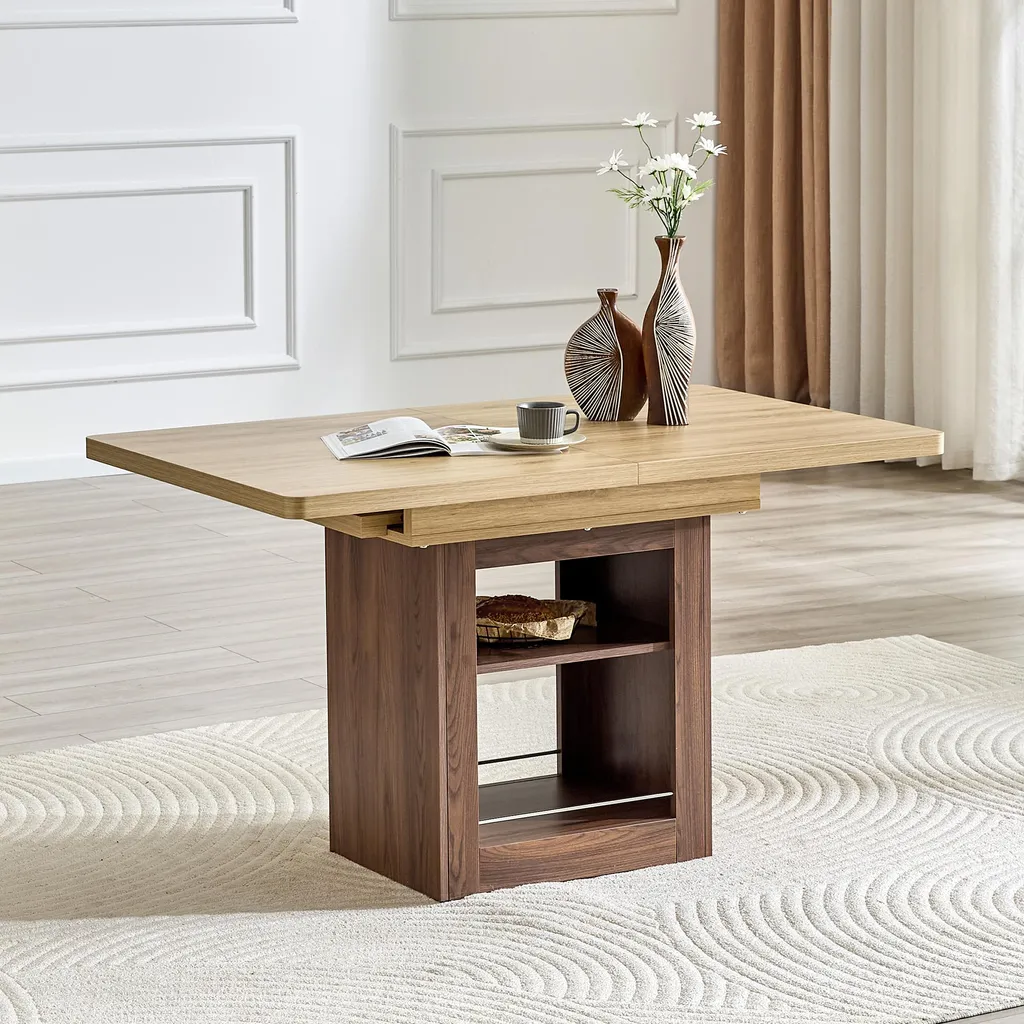 Table à manger gain de place extensible 130-160 cm avec rangement caché - 2