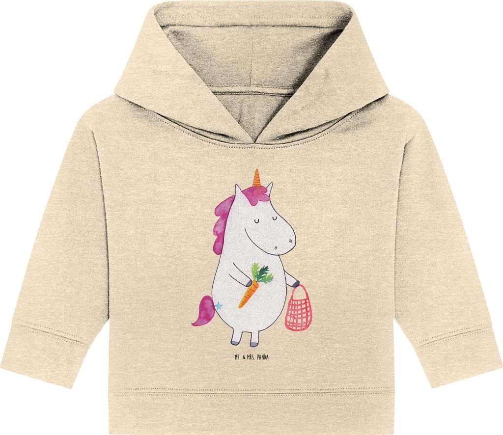 Mr. & Mrs. Panda Organic Baby Hoodie Einhorn Vegan 24. - 36. Monat - Natural Raw - Geschenk, Veganismus, Kapuzensweatshirt, Unicorn, Vegetariar, Ro...
