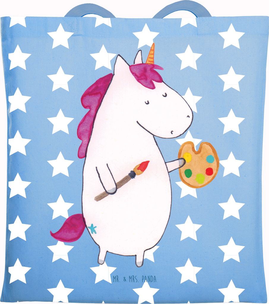 Mr. & Mrs. Panda dokumententasche Einhorn Künstler - Sky Blue - Geschenk, Schultasche, Unicorn, Farbe, Tote Bag, Einhörner, Maler, Laptoptasche, ...