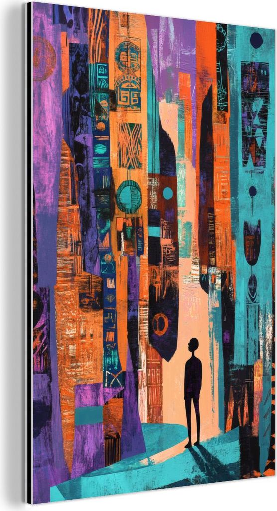 MuchoWow Wanddekoration Metall Metallbild Wandkunst 60x90 cm Abstrakt - Figuren - Farbenfroh MuchoWow Aluminium Gemälde - Wandbilder - Aluminium