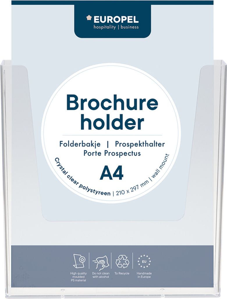 EUROPEL Wand-Prospekthalter A4 hoch 1 Fach glasklar