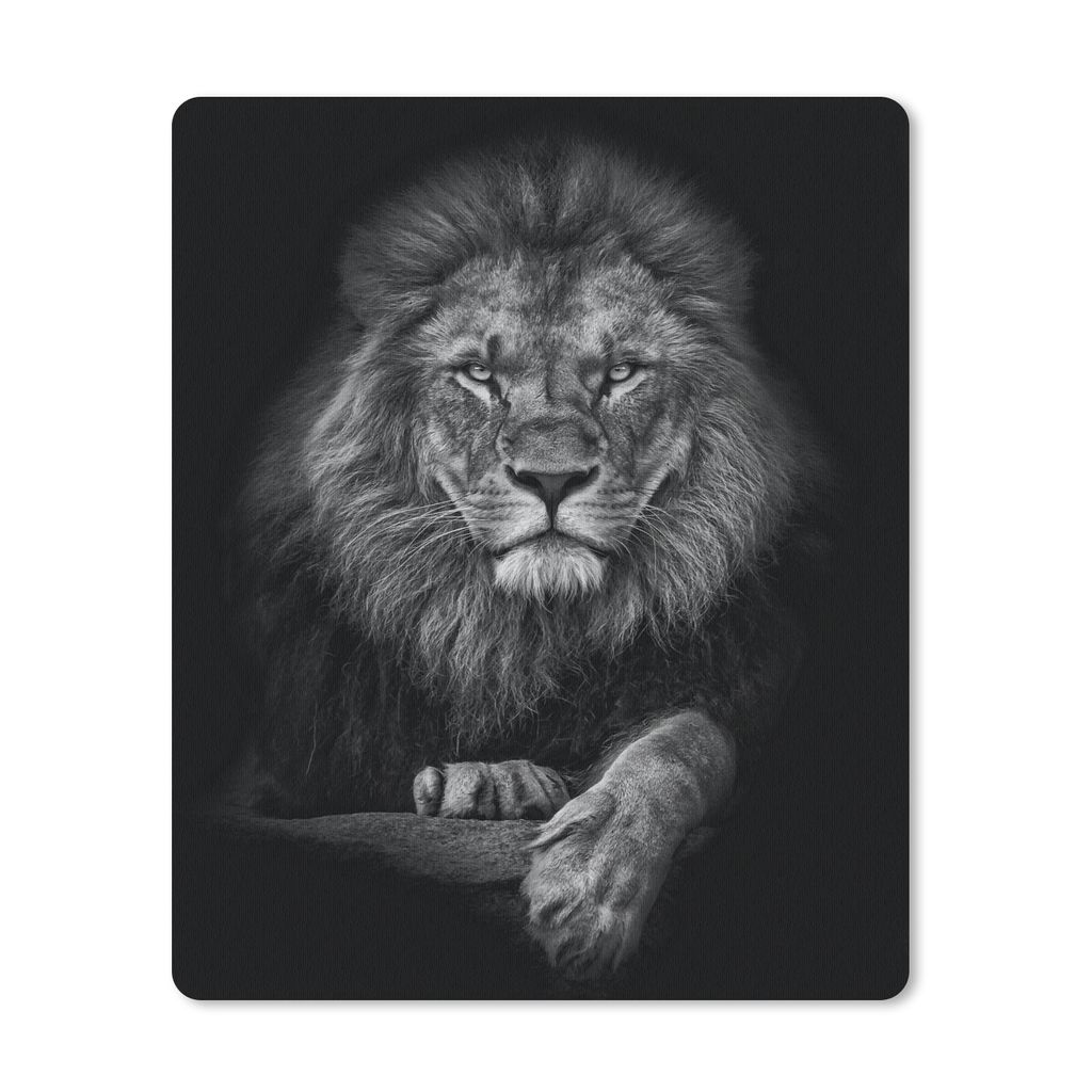 MuchoWow Mauspad Mousepad Löwe - Tiere - Schwarz - Weiß 30x40 cm - Mousepads - Maus Mat - Pad - Mausunterlage - Mausmatten