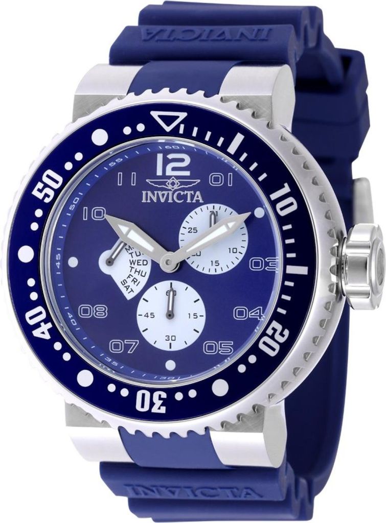 Invicta Pro Diver 49566 Herren uhr - Wasserdicht - Analog - Quarzuhrwerk - Edelstahl mit blauen zifferblat - 52mm