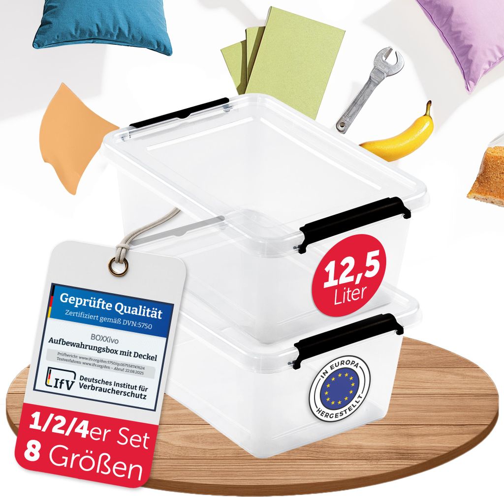 BOXXivo Aufbewahrungsbox 12,5L mit Deckel  im 2er Set – Produktbild 