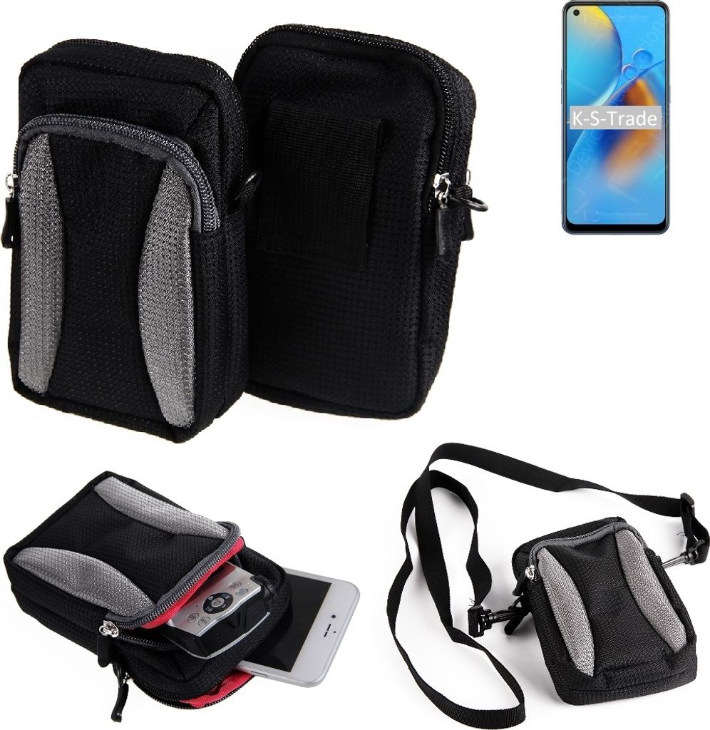 K-S-Trade Holster Schutz Hülle kompatibel mit Oppo A74 4G Handy Hülle Gürteltasche Umhängetasche mit Zusatzfach schwarz