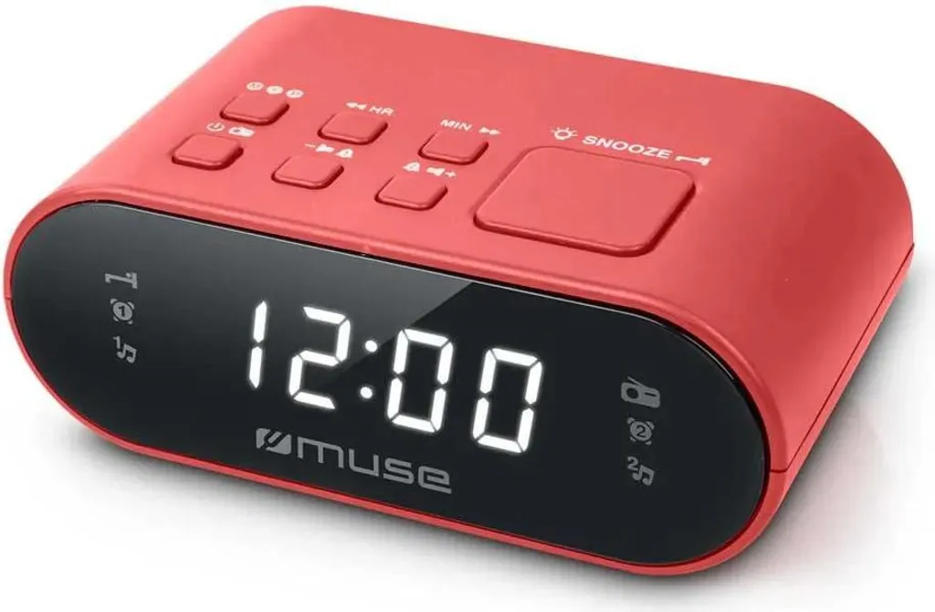 Radio Sveglia Muse M-10RED | Doppia Sveglia Radio FM PLL 20 Memorie