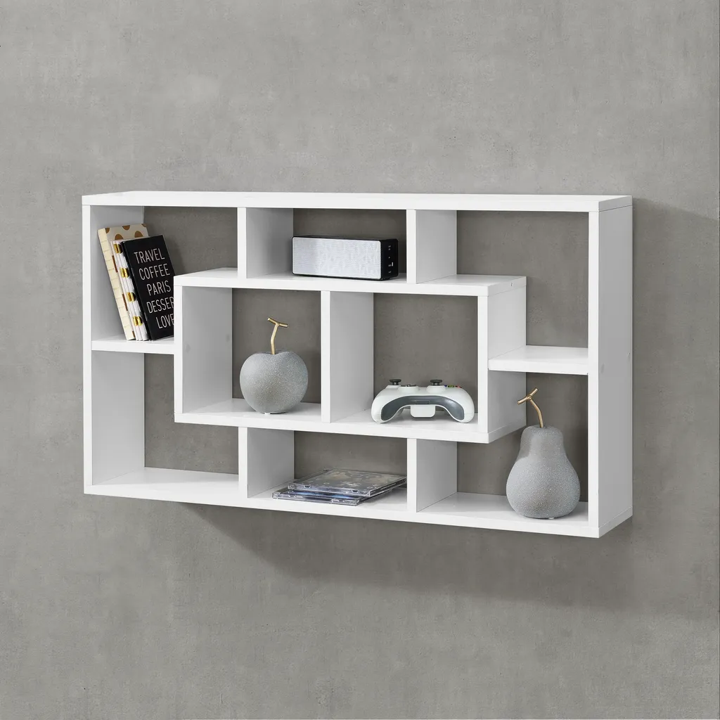 Étagère rétro blanc mat 8 compartiments pour déco et livres 85cm