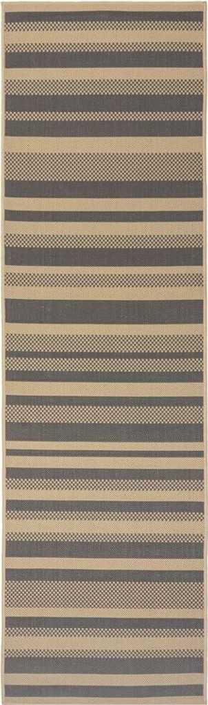 KADIMA DESIGN NEBEL Stripes 66 cm x 230 cm Grau Läufer Outdoor Teppich