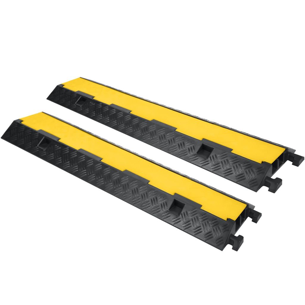 TWOLIIN 2 Stück Boden Kabelbrücke Fussboden Kabelkanal Schlauchbrücke Modular gefertigte Kabel-Überfahrschutz aus Gummi, Boden Kabelabdeckung m...