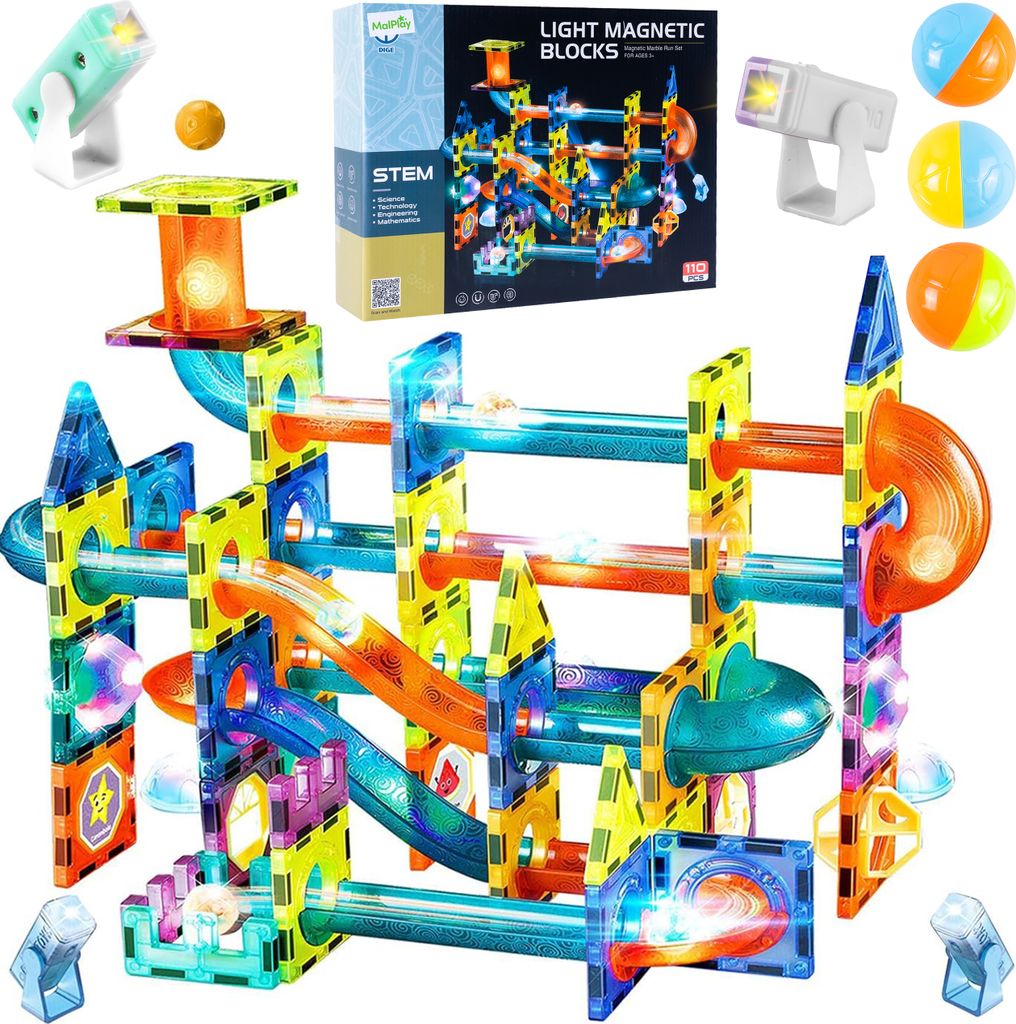 Malplay Magnetické stavební bloky Stavební bloky Svítící 3D Obrázek produktu 