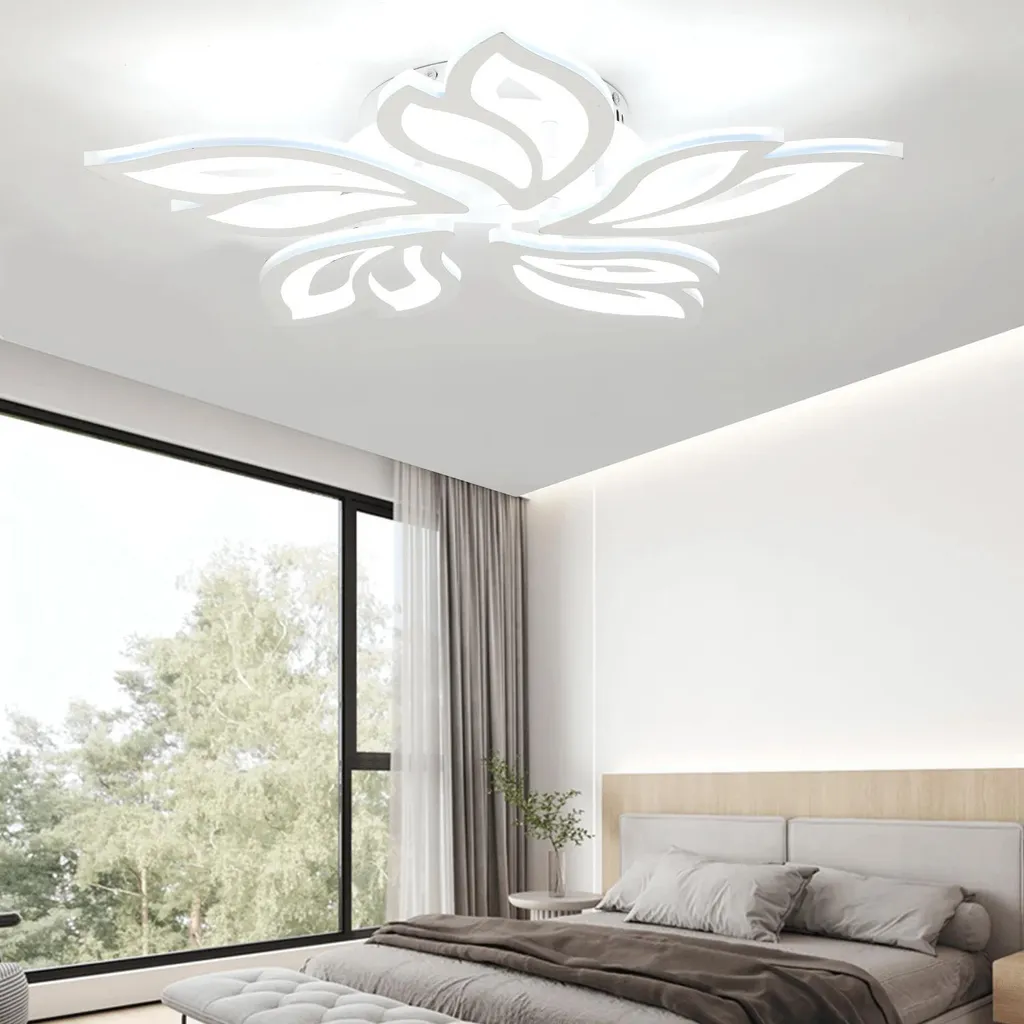 Luminaire de plafond connecté design fleur LED dimmable avec télécommande