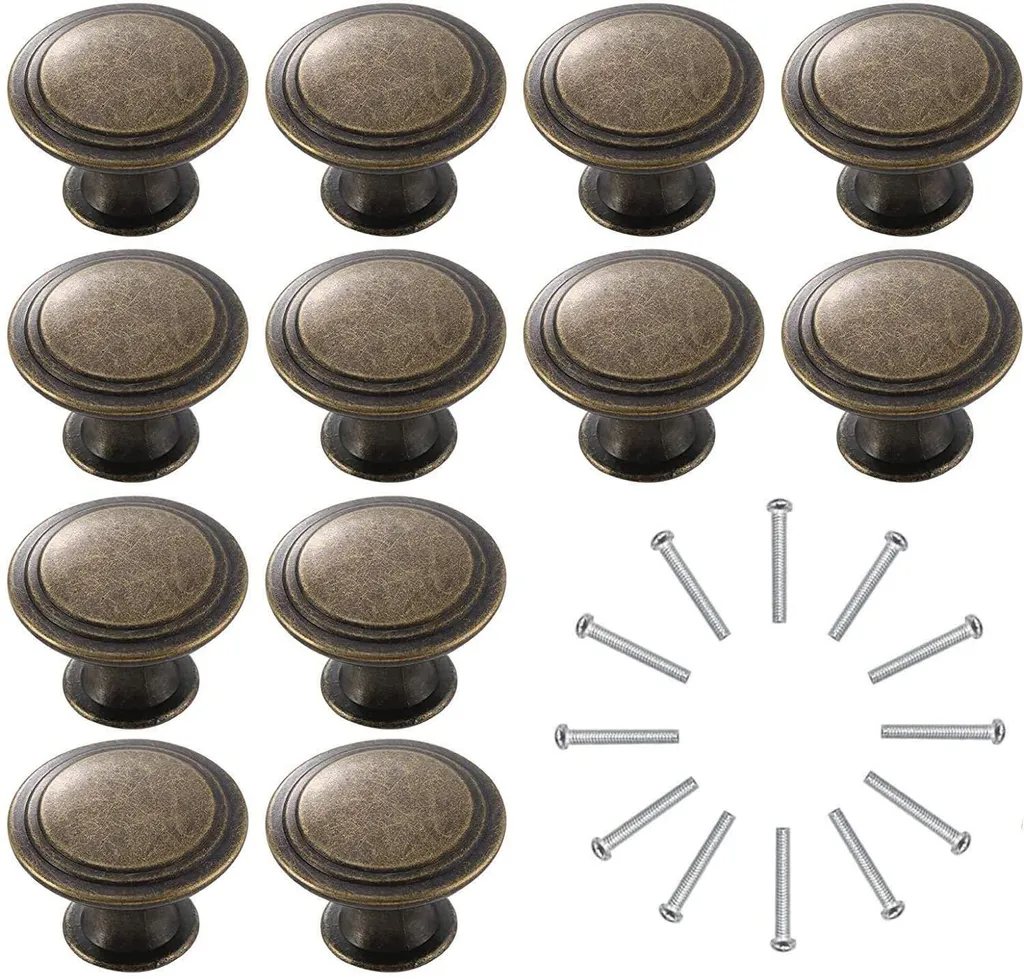 Poignées de meuble rondes en bronze lot de 12 boutons pour armoires