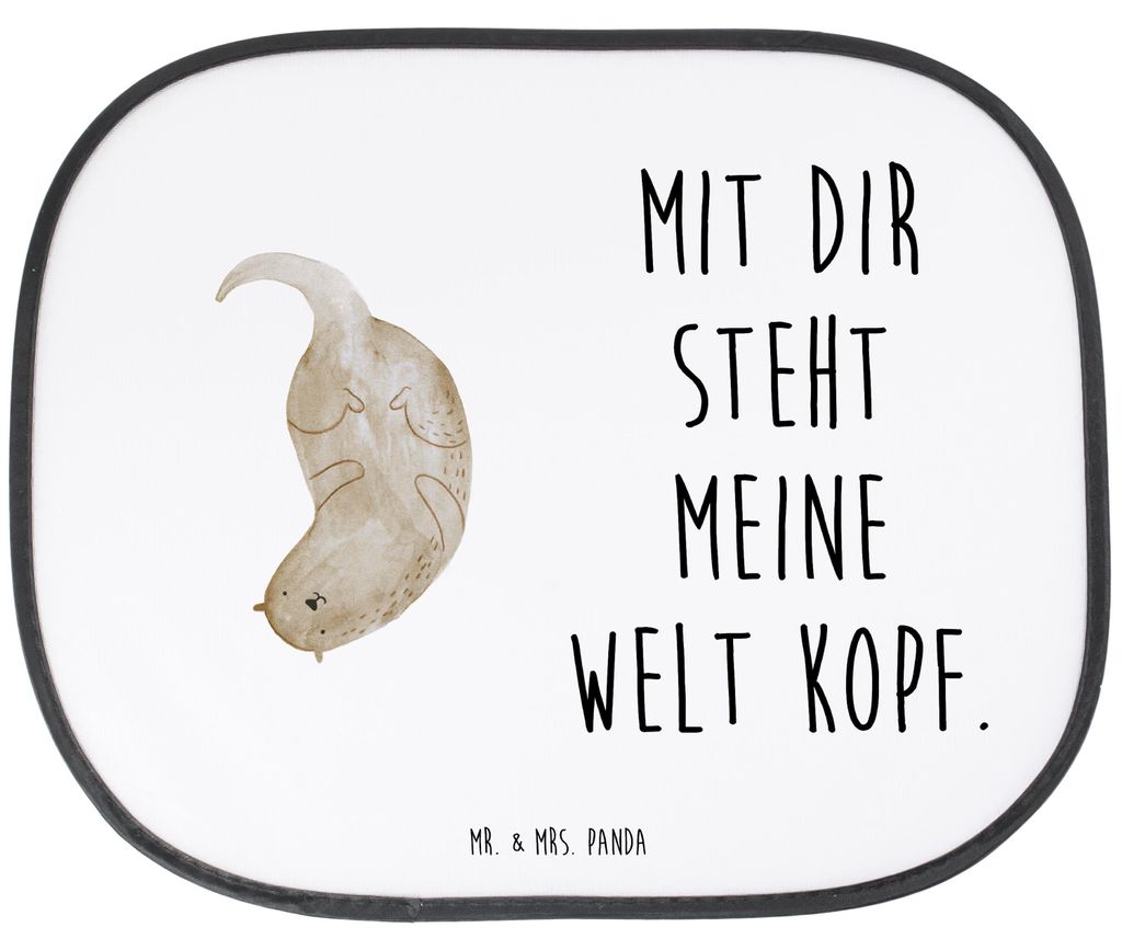 Mr. & Mrs. Panda Sonnenschutz Pkw Otter Kopfüber - Weiß - Geschenk, für Autoscheiben, Verliebt, Verknallt, Seeotter, Auto, Liebe, Fürs, Niedlic...