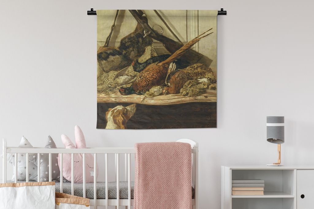 MuchoWow Wandteppich Wandbehang Jagdtrophäen - Claude Monet - Alte Meister 90x90 cm Tapisserie Dekoration Wandtuch - Wandaufhänger