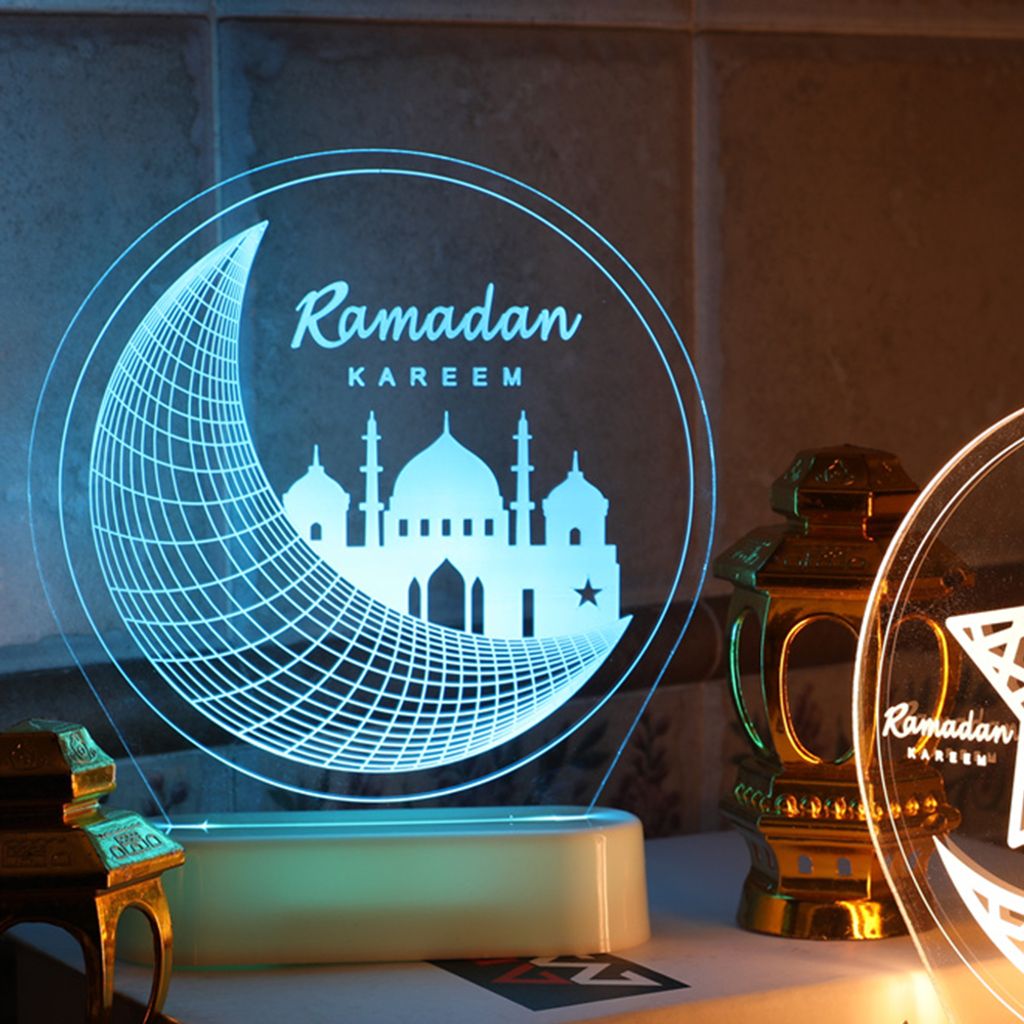 Tafellamp, bedlampjes, bureaulampen, islamitische maanlamp, eid-ambachten handgemaakte maanster LED-lichtdecor Ramadan Mubarak-lamp Eid for moslims, Ramadan, islamitisch tafeldecor - werkt op batterij
