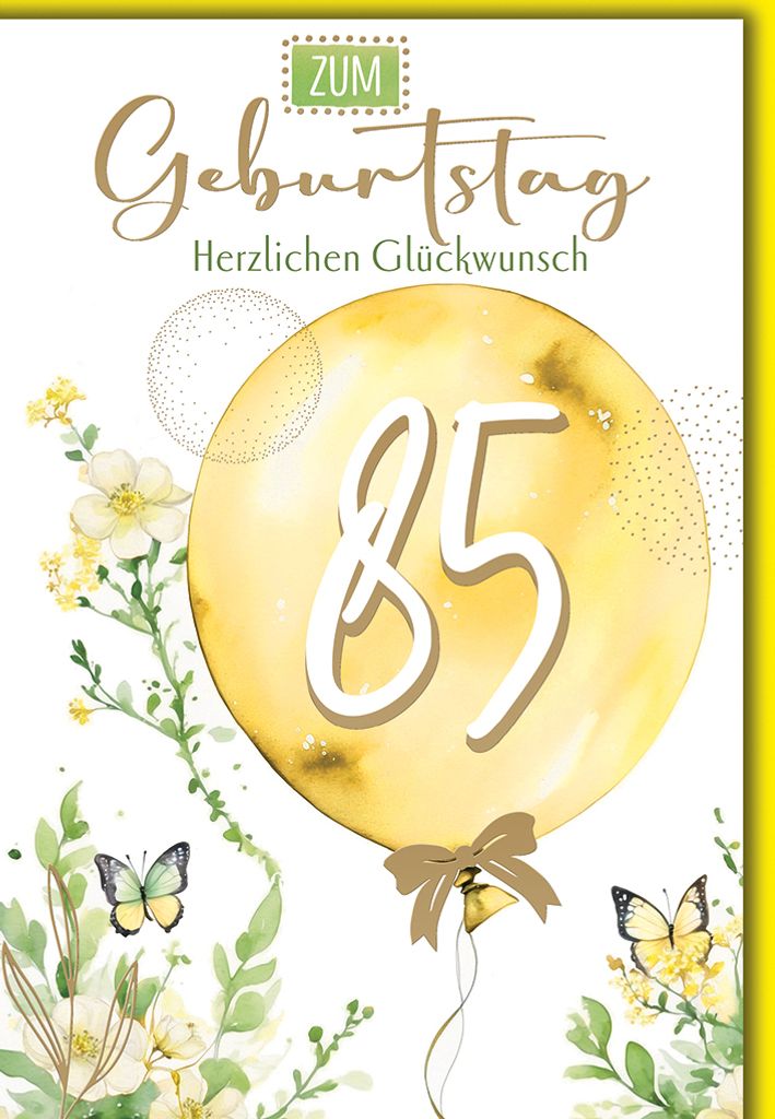 85. Geburtstag Luftballon herzlichen Glückwunsch Glückwunschkarte mit Umschlag