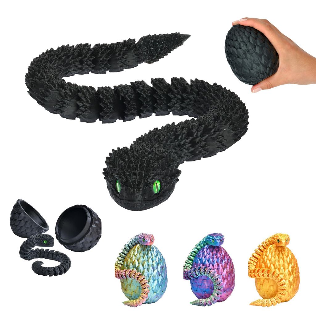 serpent 3D dans un œuf | Serpent de 27 cm dans un œuf de 10 Image du produit 