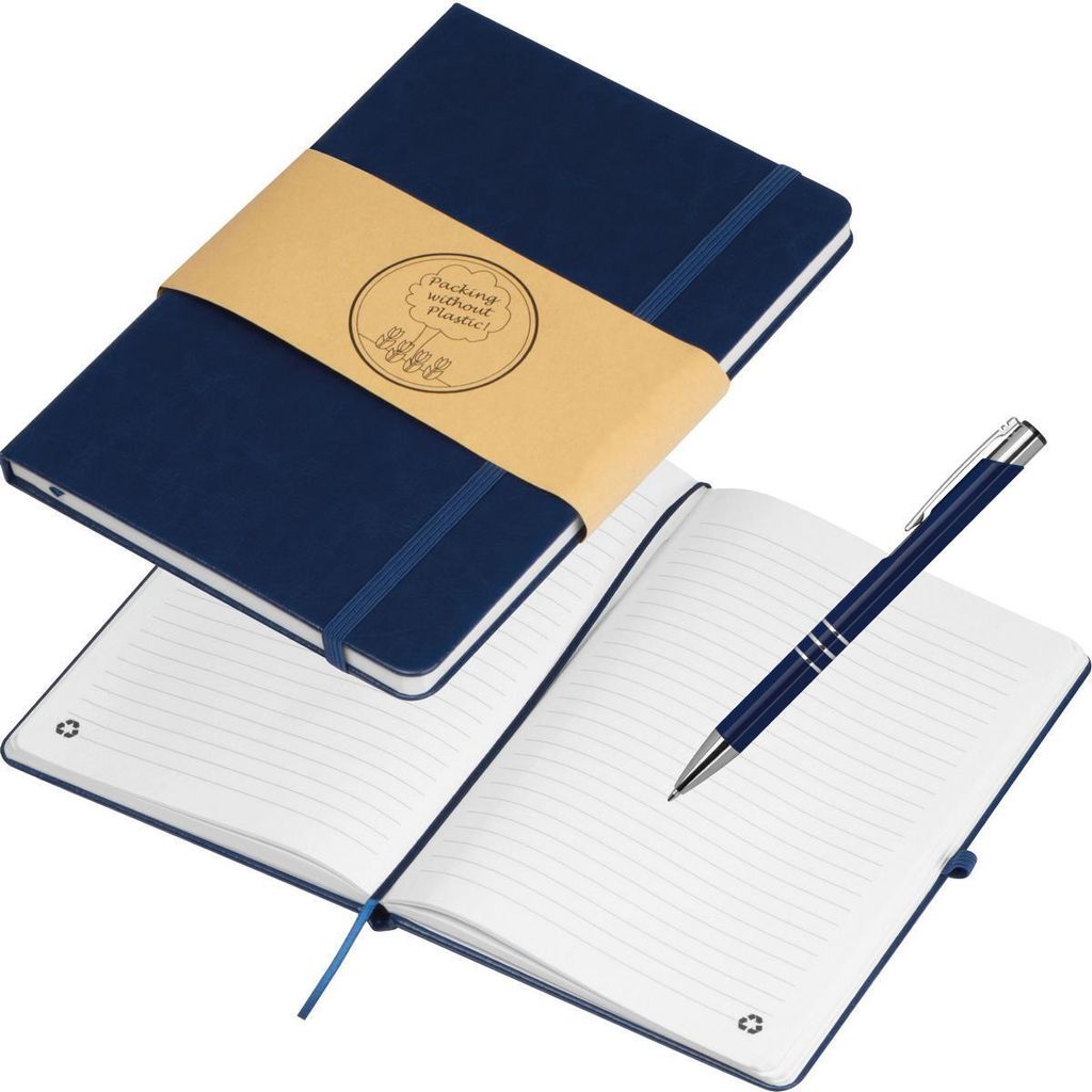 Notizbuch mit Kugelschreiber / PolyurethanCover / A5 / 192 Seiten / Farbe: dunkelblau