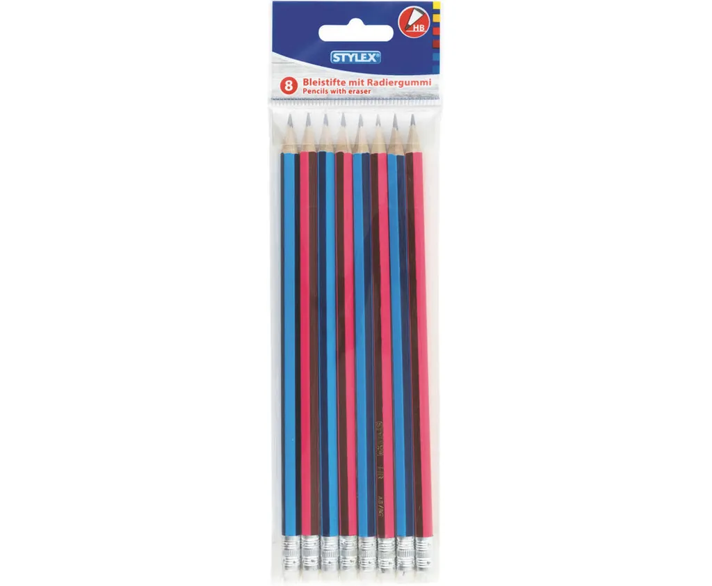 Crayon graphite HB Pop Art multicolore avec gomme 42021 - Pack de 8 pcs