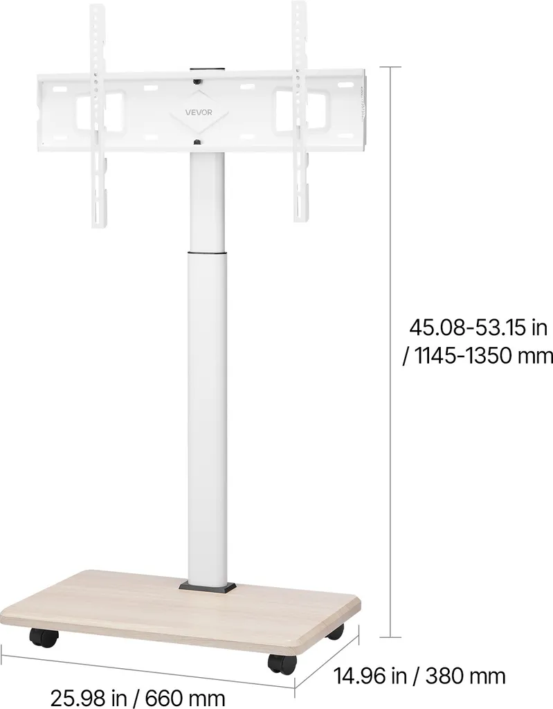Support TV Pivotant à 25 Degrés avec Hauteur Ajustable et Base Stable - 8