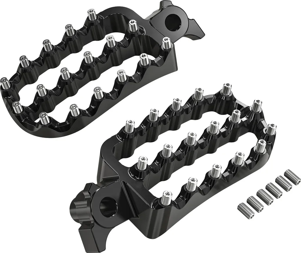 Repose-pieds en aluminium léger noir avec traction améliorée pour moto