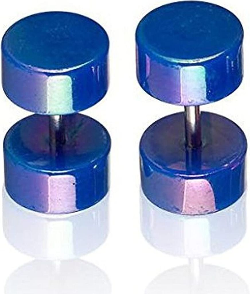 Karisma 1 Paar Fake Plug Tunnel Acryl Perle Look Ohrring Ohrstecker 8mm Farbwahl - Leicht Blau