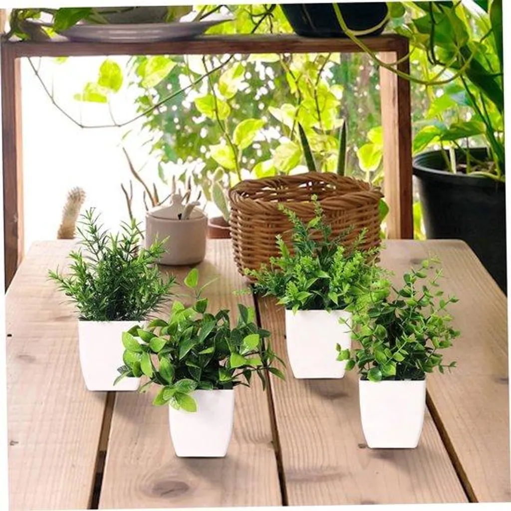 Décoration de Bureau : Lot de 4 Plantes Artificielles d'Intérieur