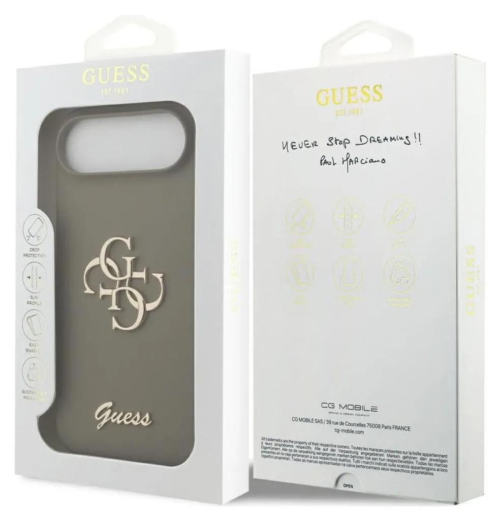 Coque GUESS iPhone 17 Air GUHCP17MSC4GSMW Silicone Brun Big 4G Script