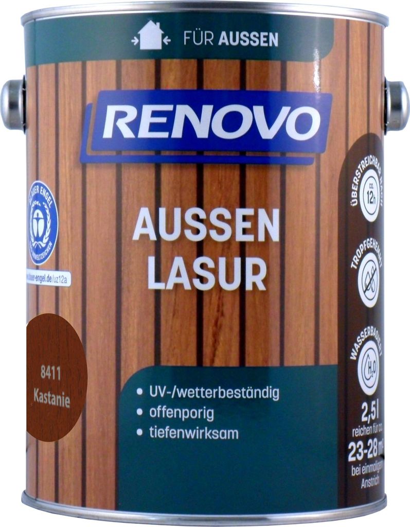 2,5L Renovo Wetterlasur /Aussenlasur wb. Nr.8411 Kastanie
