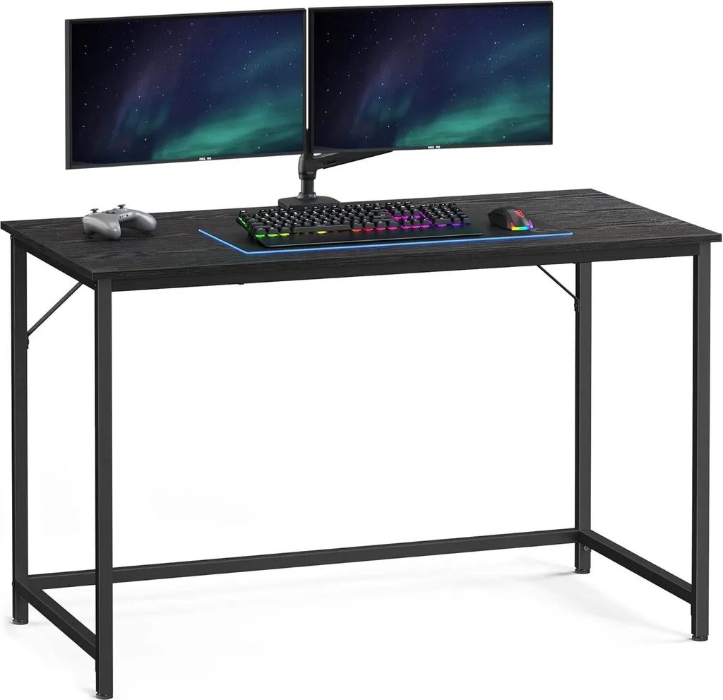 VASAGLE Bureau Informatique 120x60 cm Châssis Métallique Noir Industriel