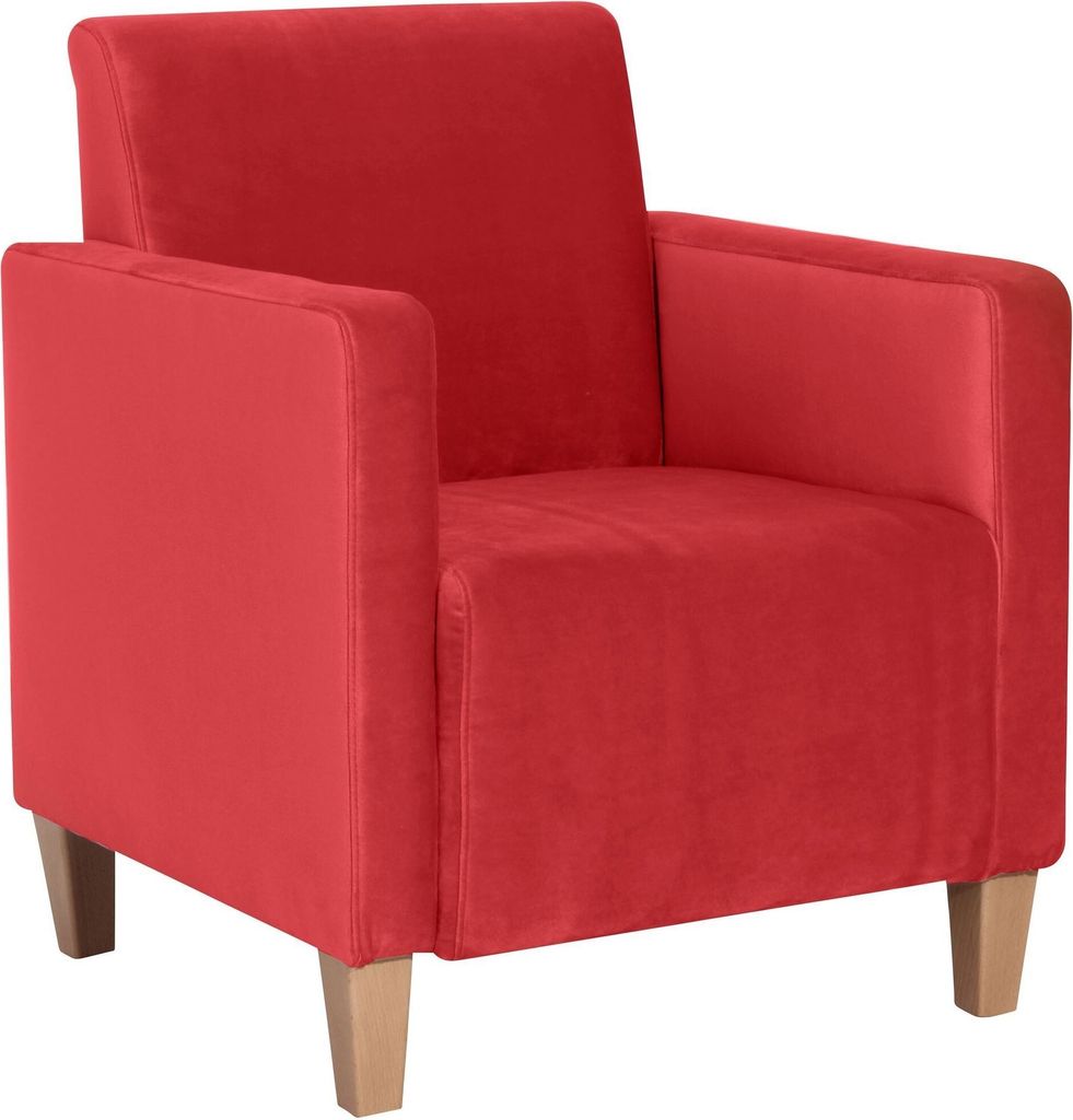 Sessel Karol Bezug Samtvelours Buche natur / rot 22187